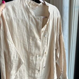 Zara Neutral Taupe Linen Utility Jacket